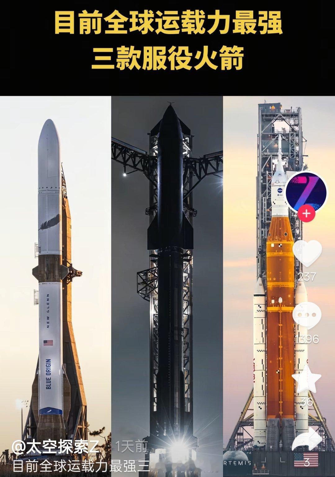 超重型火箭/星舰目前还处于研制跟是试飞阶段，不算在役。​​​