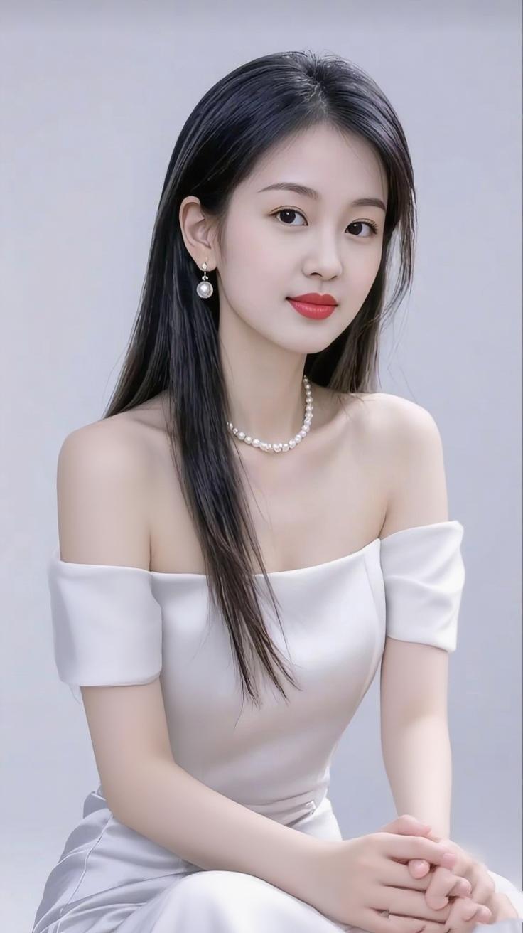 《白裙里的清柔风》当柔光落向缎面裙摆，她抬眸时的笑意，像晨雾里轻摇的白茉莉