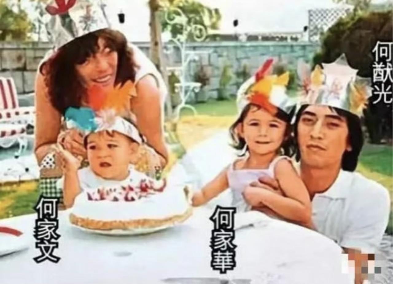 没想到这张满是烟火气的赌王家族生日照，是何猷光一家四口仅存的绝版完整合影。站右侧
