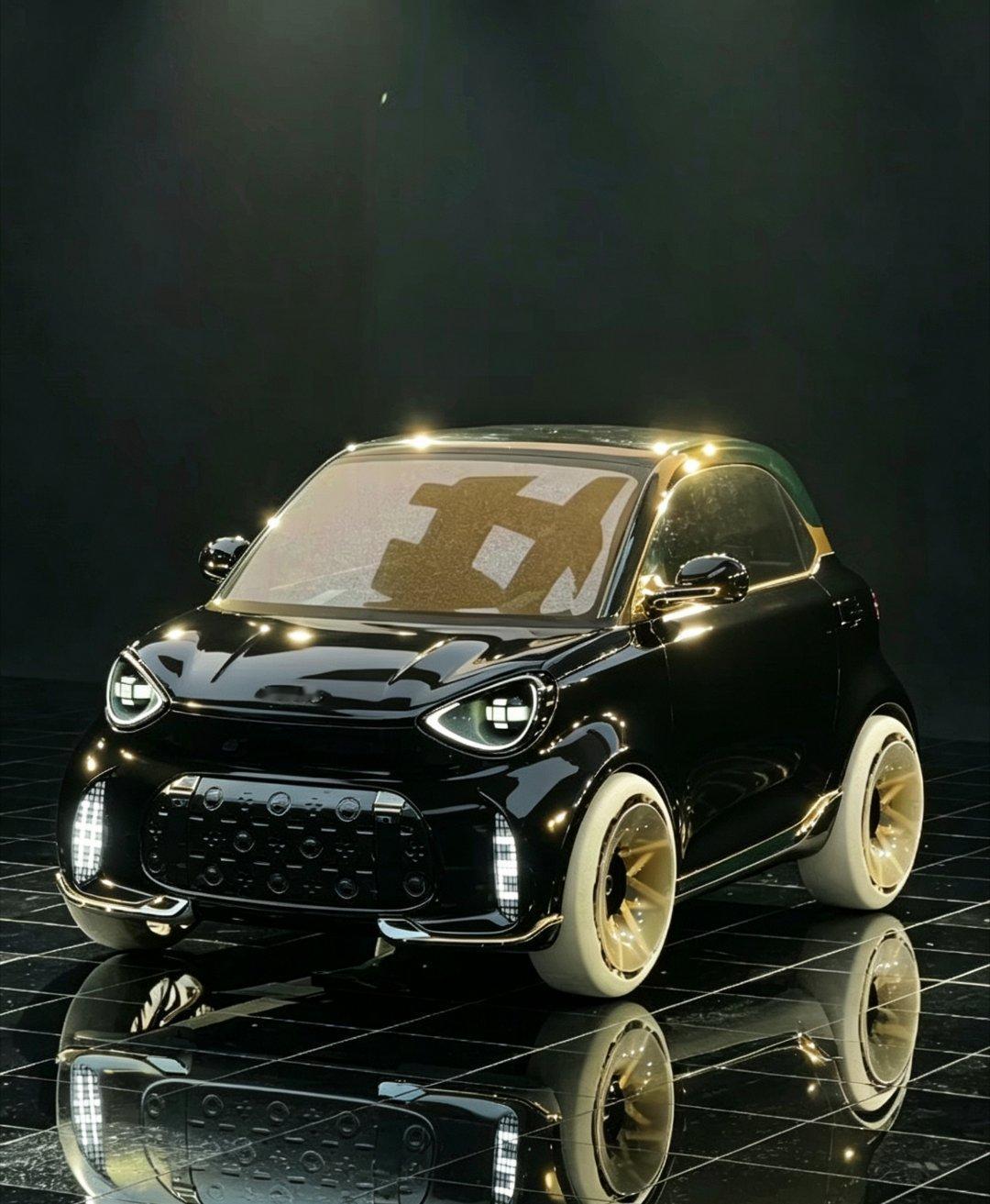 smart2号概念车～采用纯电形式，续航300～400km，外观基本把设计手稿