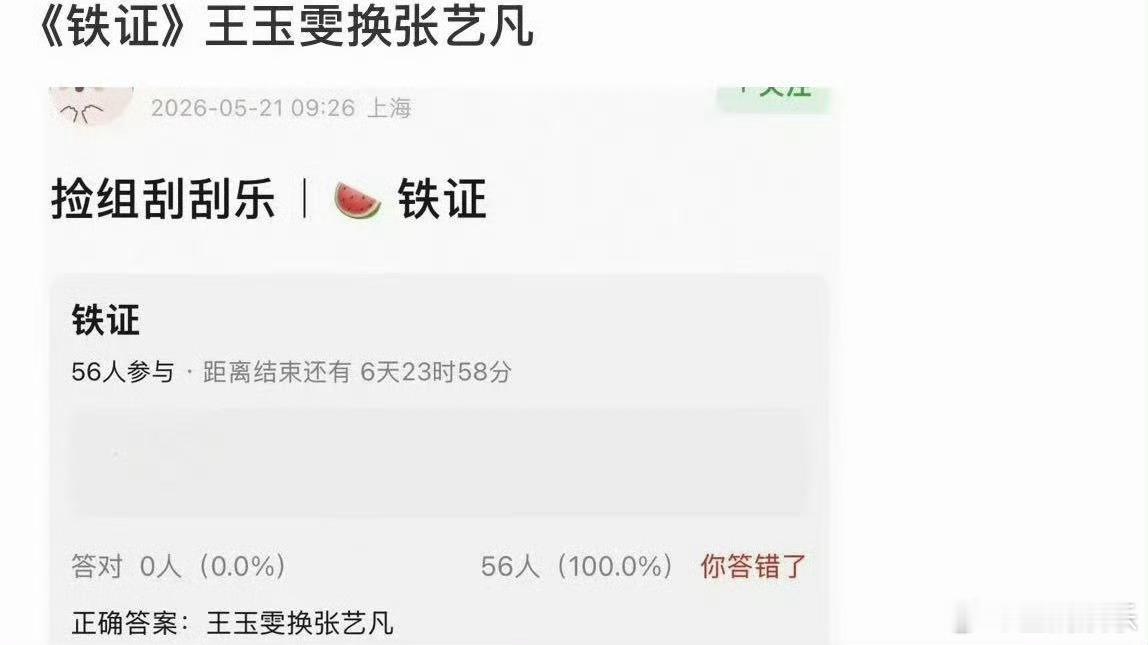 爆《铁证》的主演从王玉雯换成张艺凡了~男一番还是刘宇宁，虽然不知道什么原因，但王