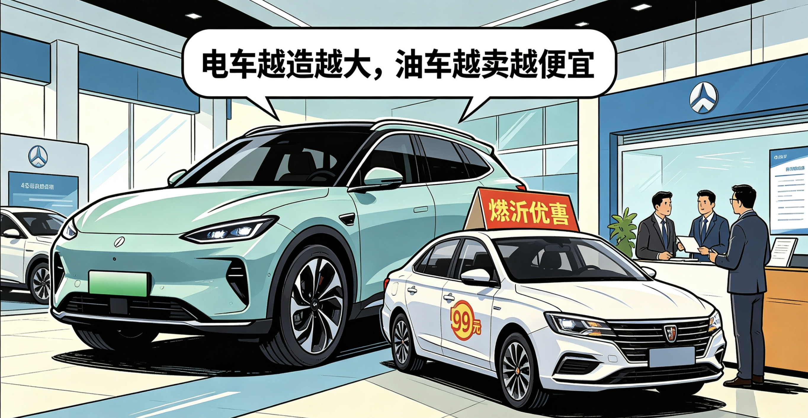 1. 电车靠“大空间+低用车成本”抢油车客户，油车被迫降价自救同样15万，燃油