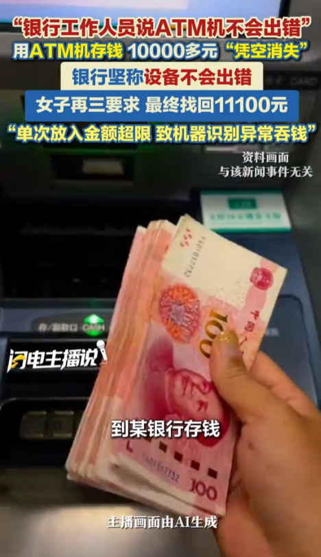 “这家银行摊上事了” 浙江杭州，一女子到某银行ATM机存钱，带了三万左右，分几次存入后短信只显示到账