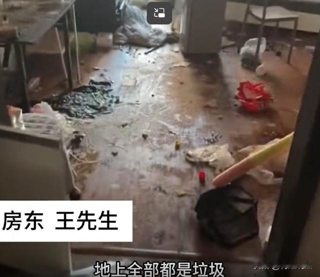 浙江杭州，女子退租时嫌房东没给自己退押金，一气之下把房子给砸了，把垃圾涂的满地板