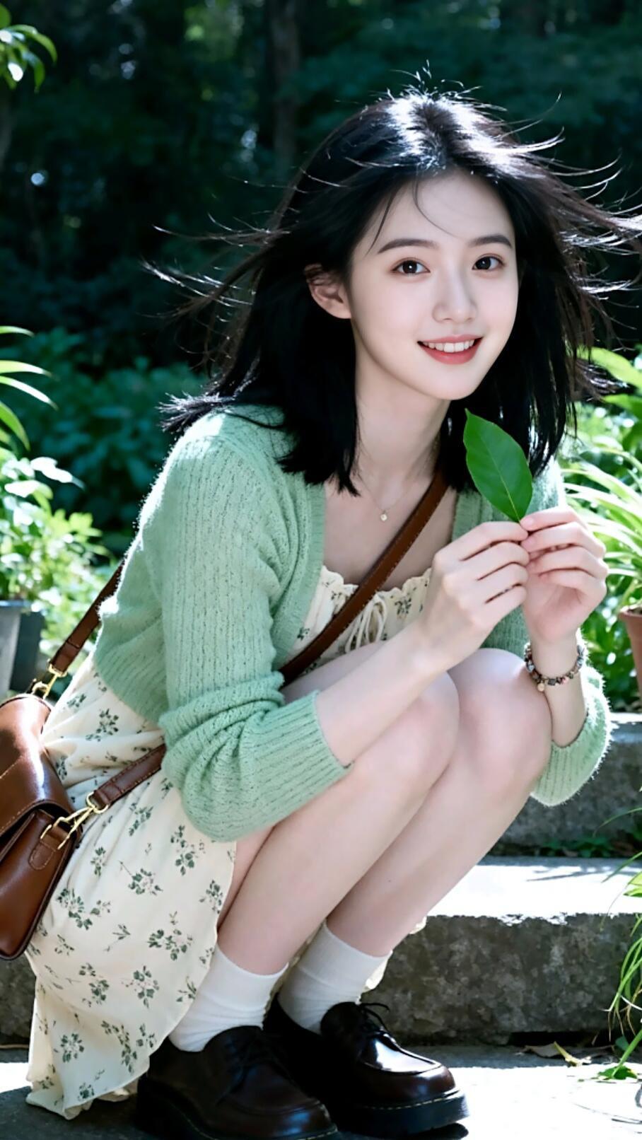 阳光下的少女，微笑如花🌸