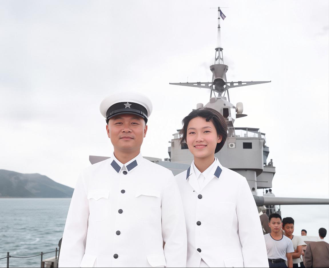 1978年，海军政委杜义德在东海舰队与女儿合影，女儿太漂亮了
