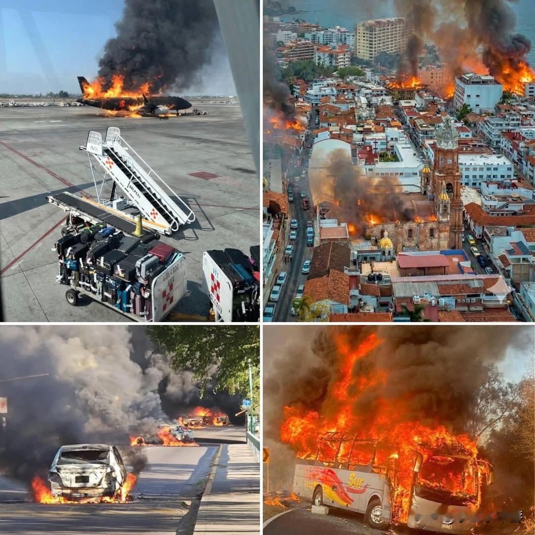 墨西哥瓜达拉哈拉机场大规模疏散，一片混乱。据外媒报道，有贩毒集团的武装组织在