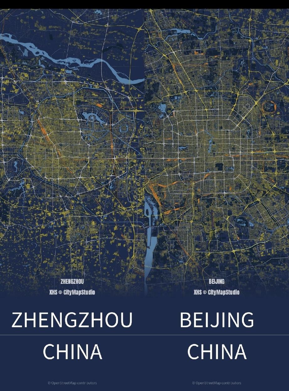 一直以为北京比郑州大得多，没想到是同比例的，还挺意外。[捂脸哭]其实从城市结构
