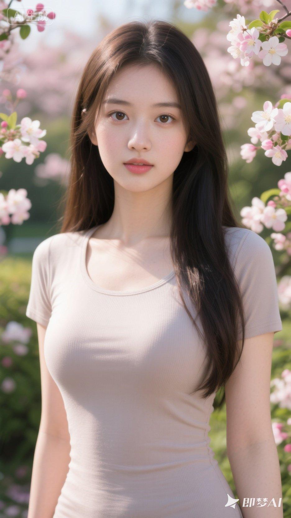樱花树下，少女如花般绽放，温柔动人。🌸💕