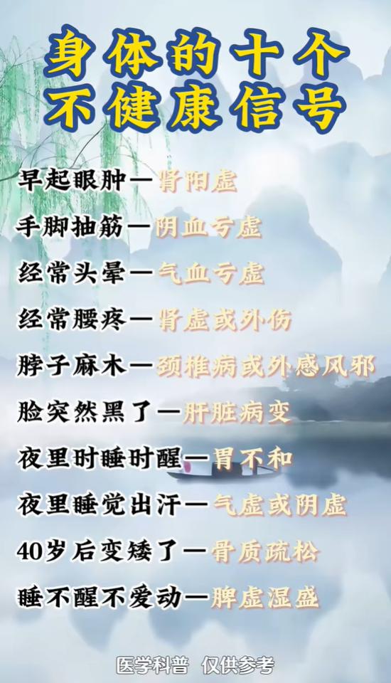 晨起浮肿、夜间易醒，身体十大亚健康信号