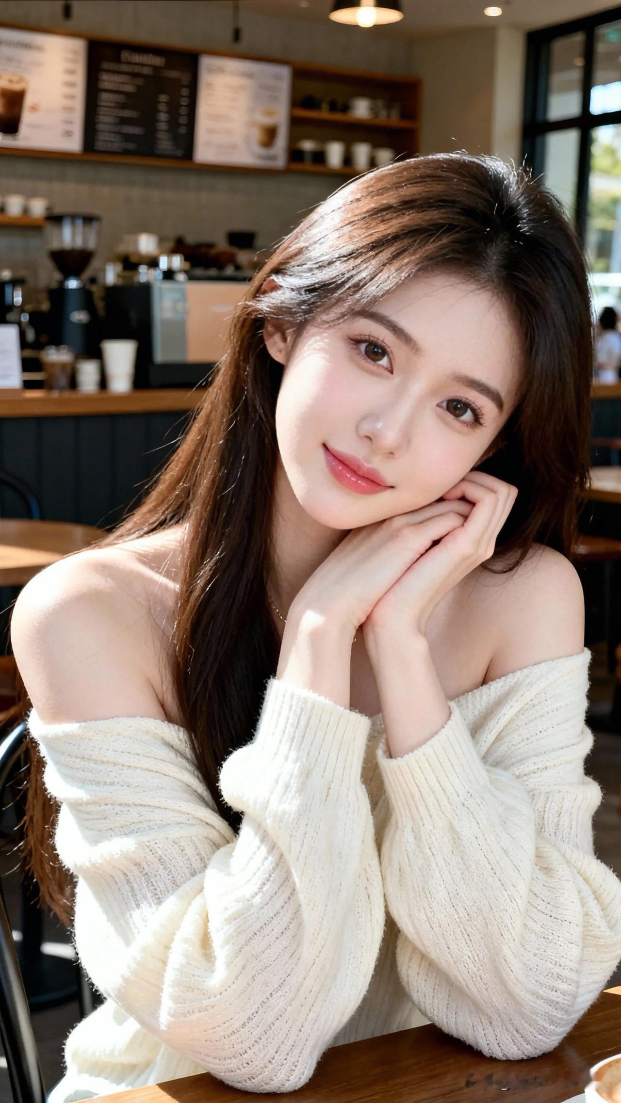 美人倚台前，咖啡香满怀。有哪些女生日常好看穿搭可以借鉴咖啡馆里的温柔时光，微笑