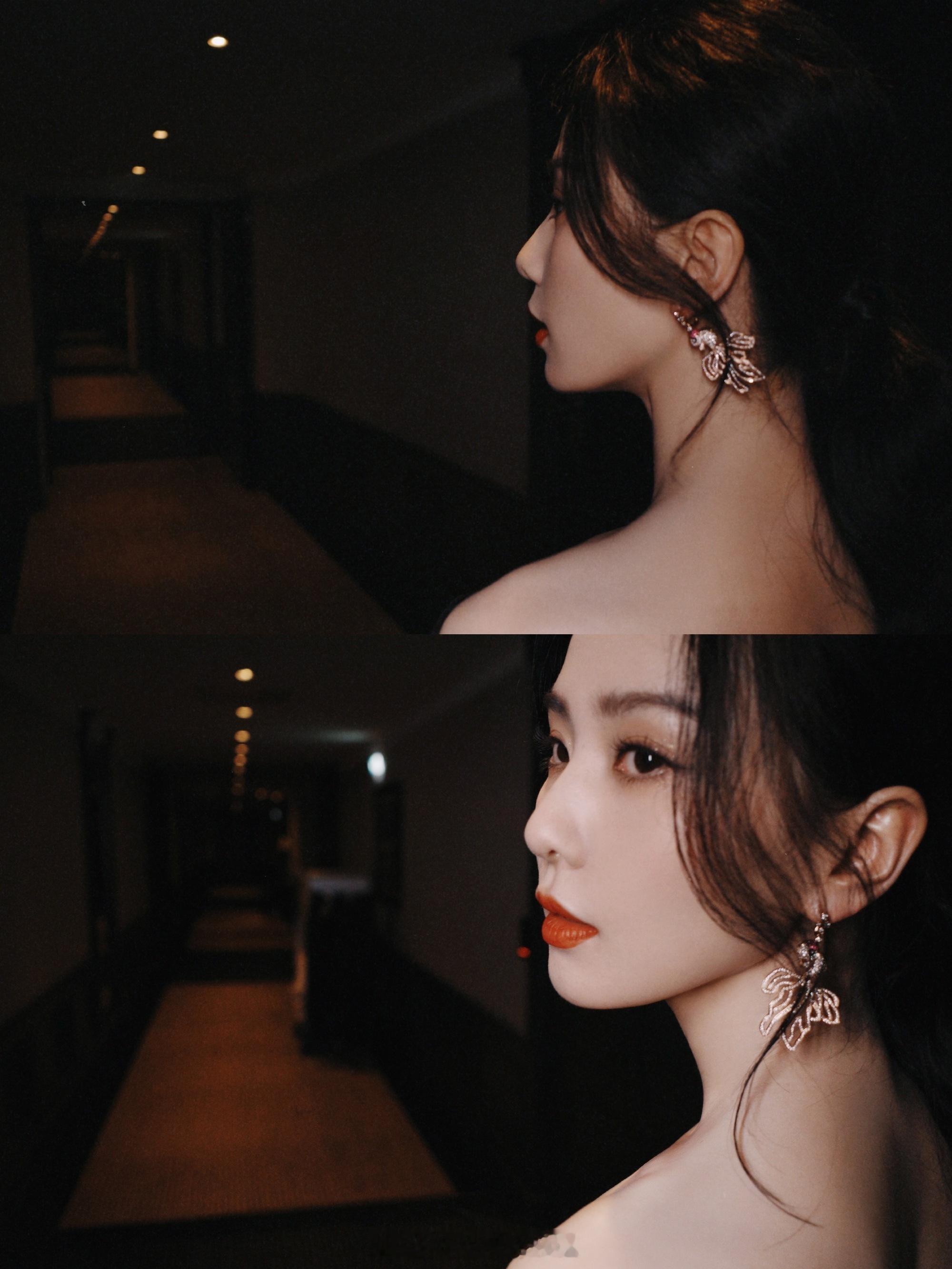 刘诗诗红唇黑裙优雅迷人造型写真