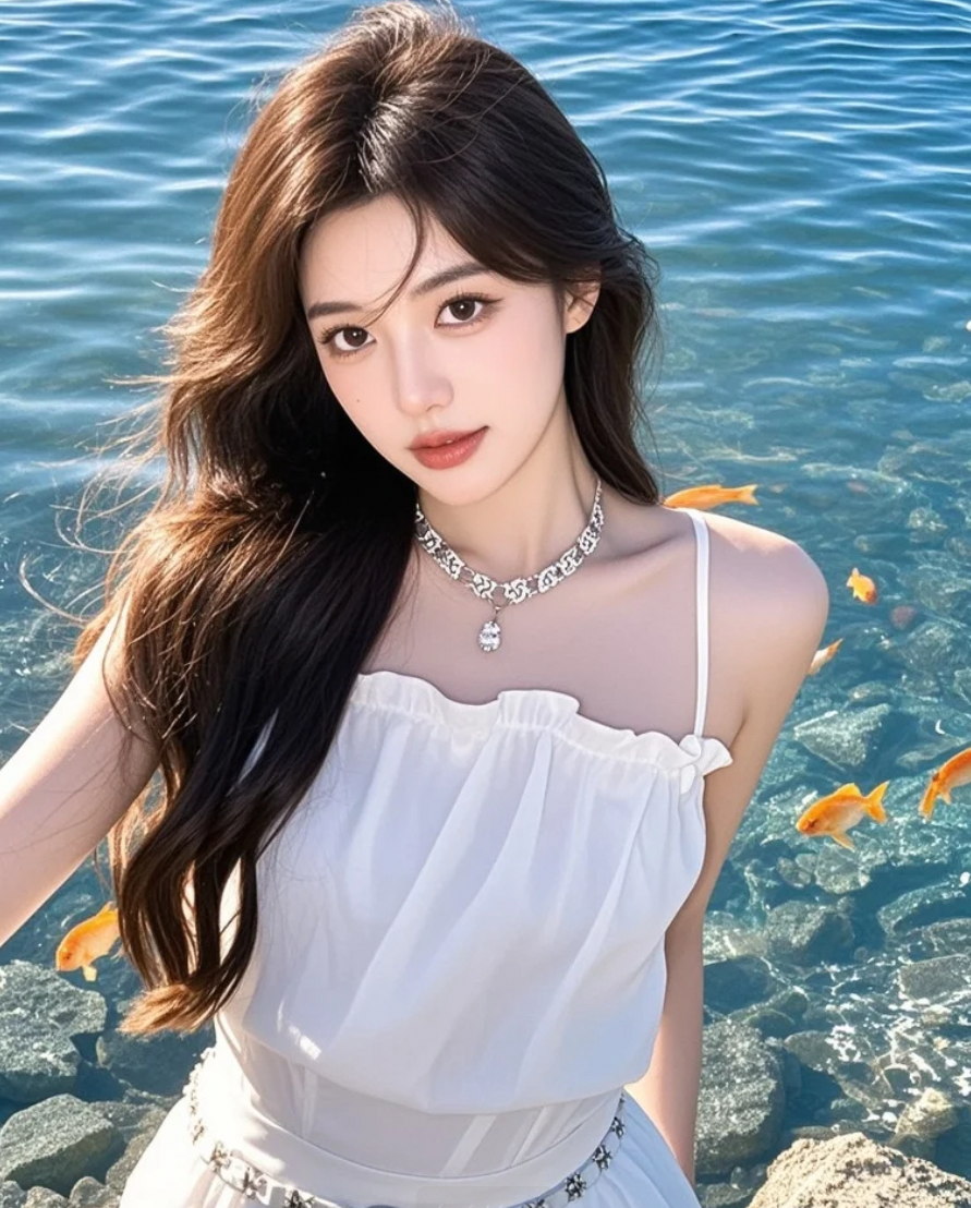 湖边的阳光温暖如她的心，却藏不住鱼儿的沉默