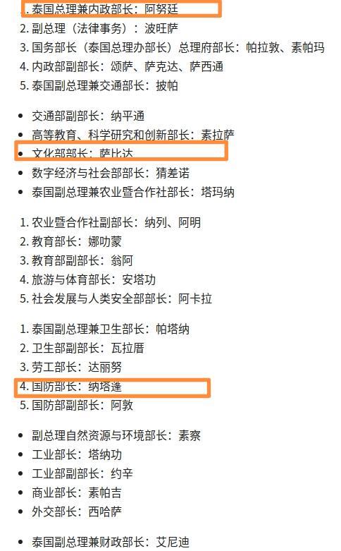 阿努廷的内阁名单也挺有意思的，从中可以看到几点：首先的内政部长的职位，还是由阿努