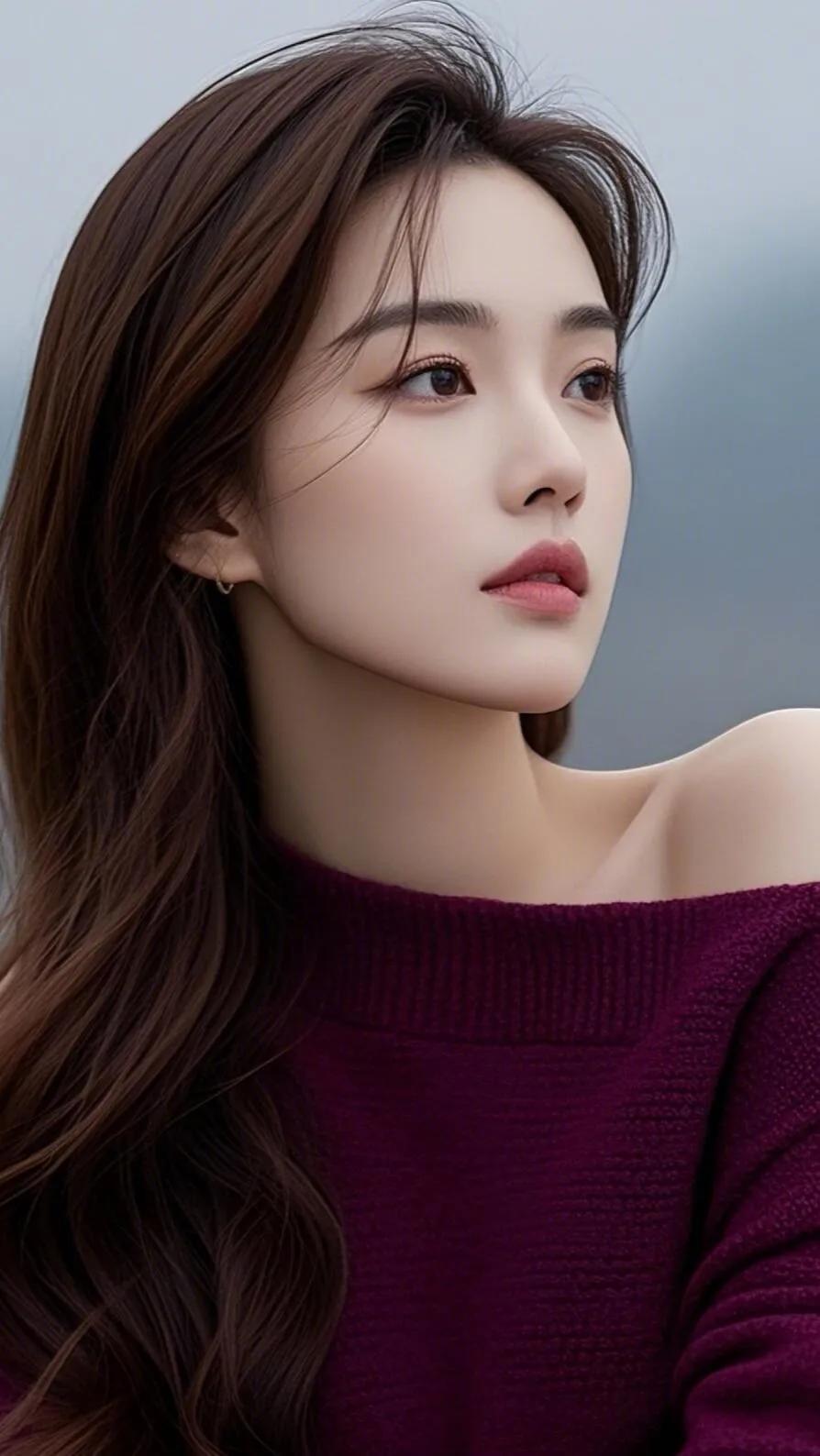 温柔眼神，梦幻紫衣，唯美少女心