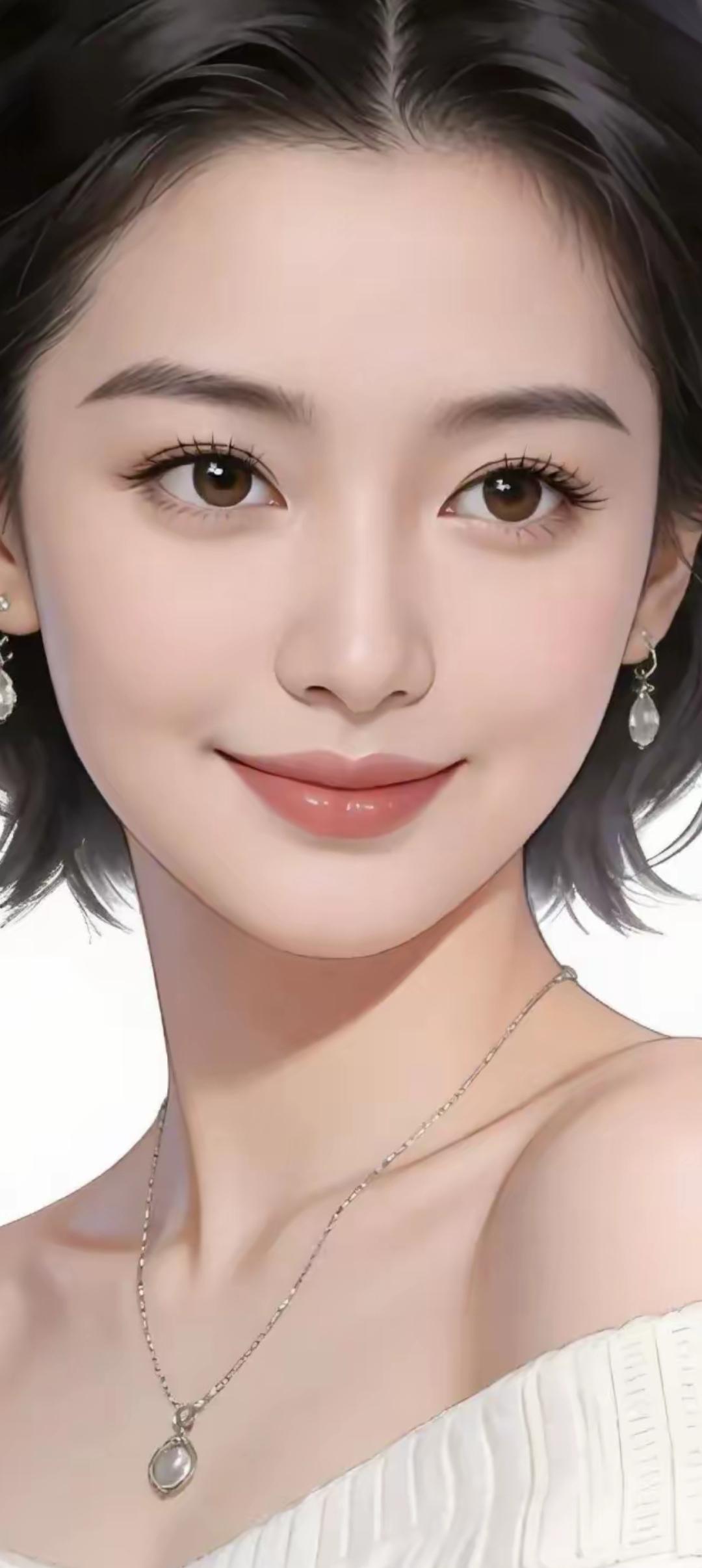 温柔甜美的微笑，精致的妆容和优雅的饰品，散发着迷人的魅力。