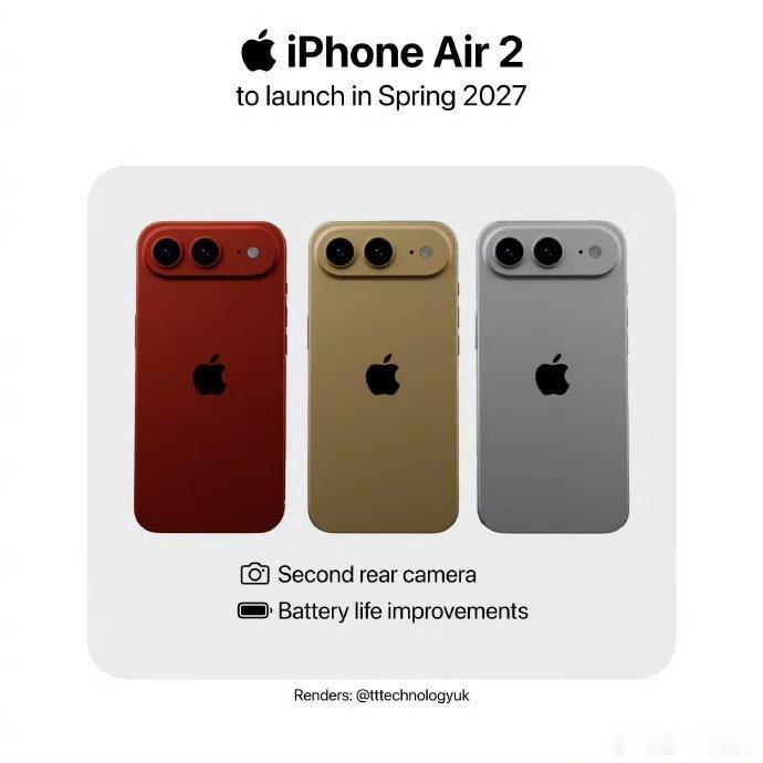 爆料称iPhone Air 2机身会继续走超薄路线，厚度控制在 5.6...