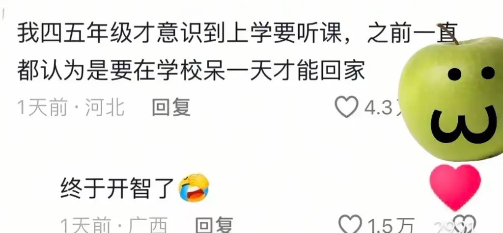 我到大学才明白学习的重要性，之前是看别人学我也学，大学才开始自己主动学习。