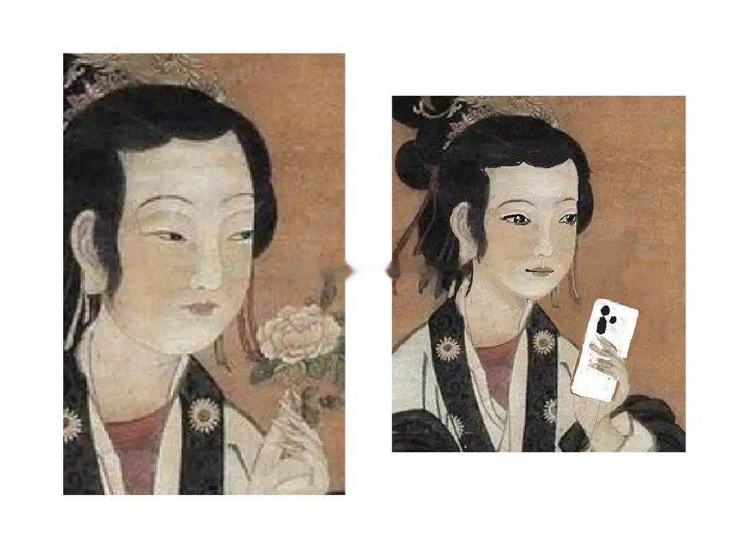 把唐代周昉的一副仕女图做了现代“整容”～🧐🧐