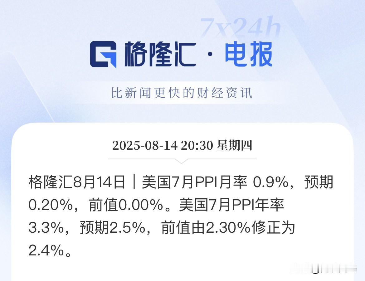 大超预期！美国7月PPI飙升！美联储降息又一参考数据，关税影响生产价格指数了