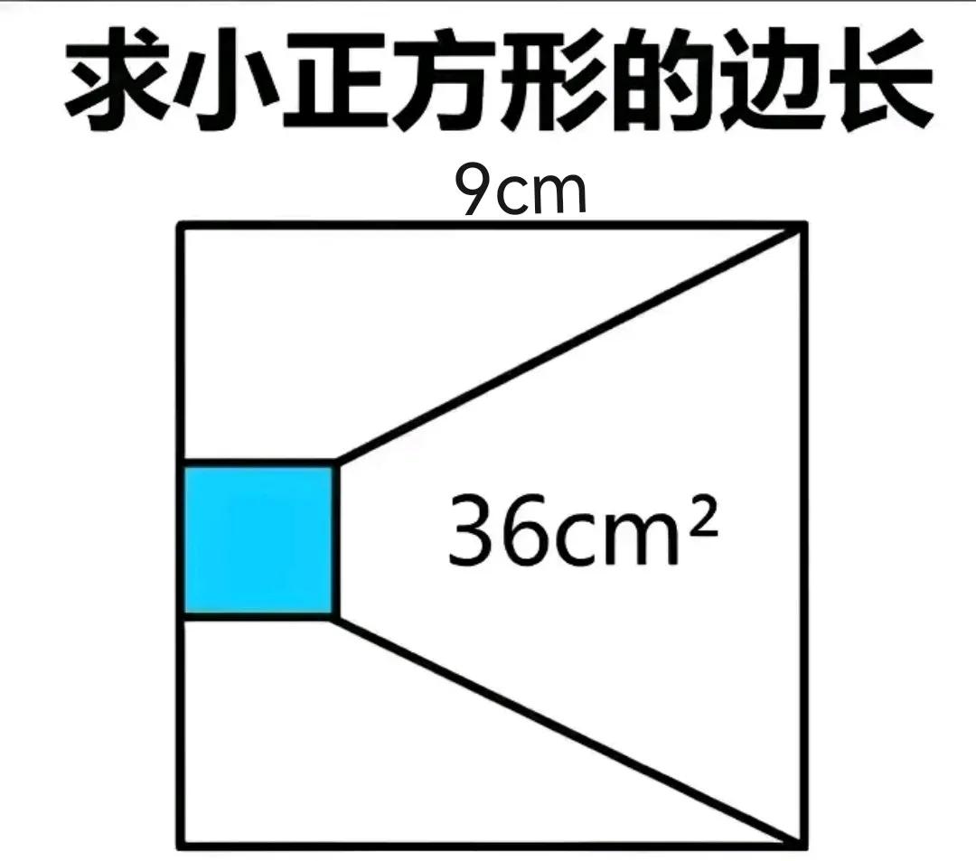 五年级附加题，几何难题，如图所示:大正方形的边长是9厘米，梯形的面积为36平方厘