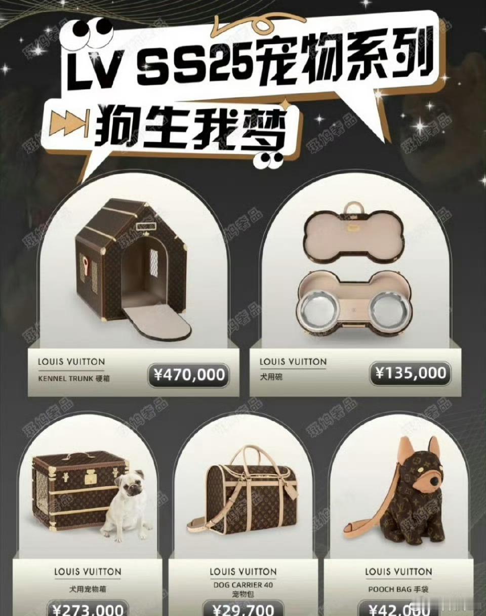 一个LV狗窝47万，一个碗13.5万，有钱人的世界，真没办法理解。一个LV狗窝可