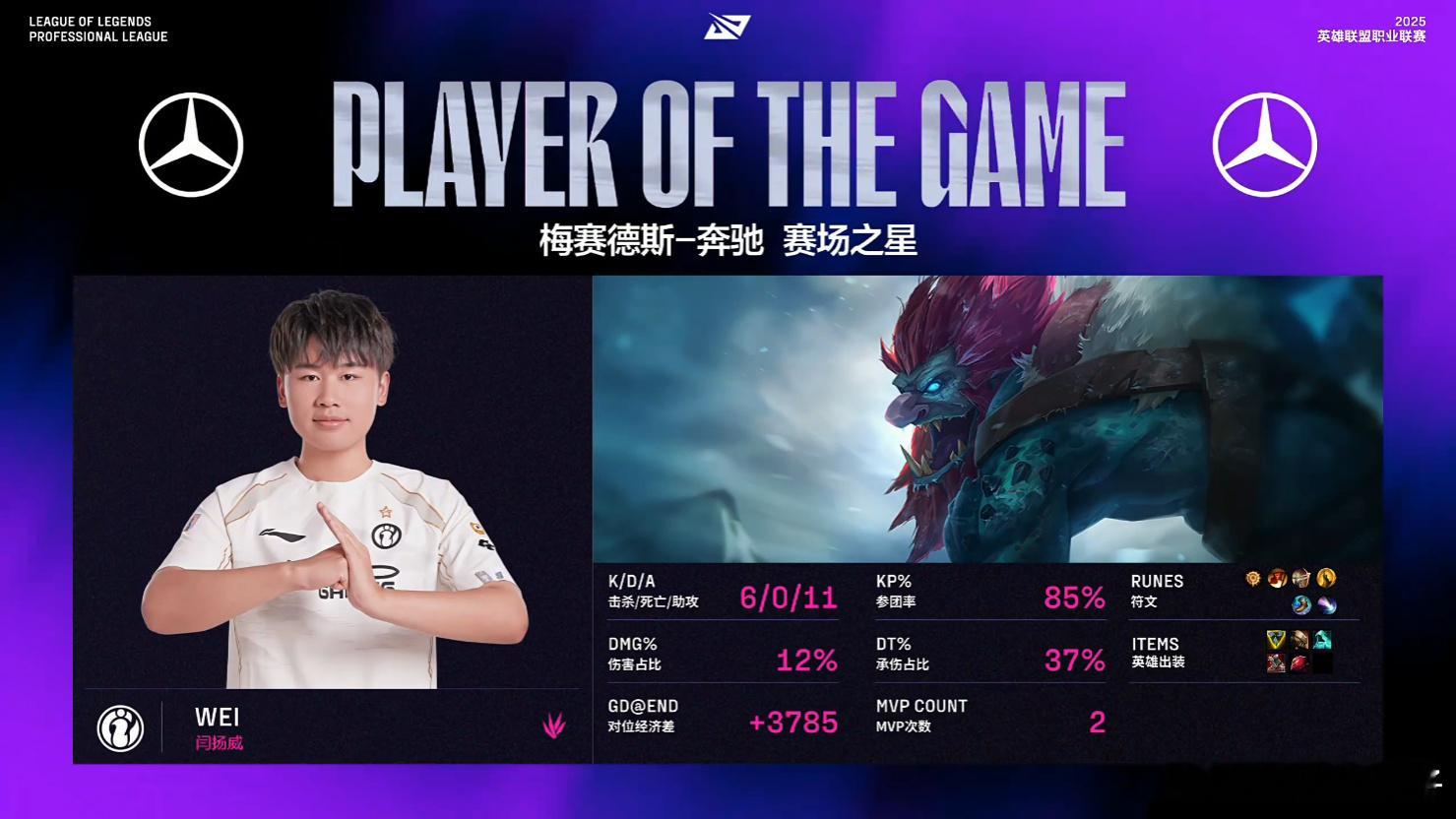 树挪死，人挪活，Wei回来了Wei二连MVPiG战胜JDGiG电