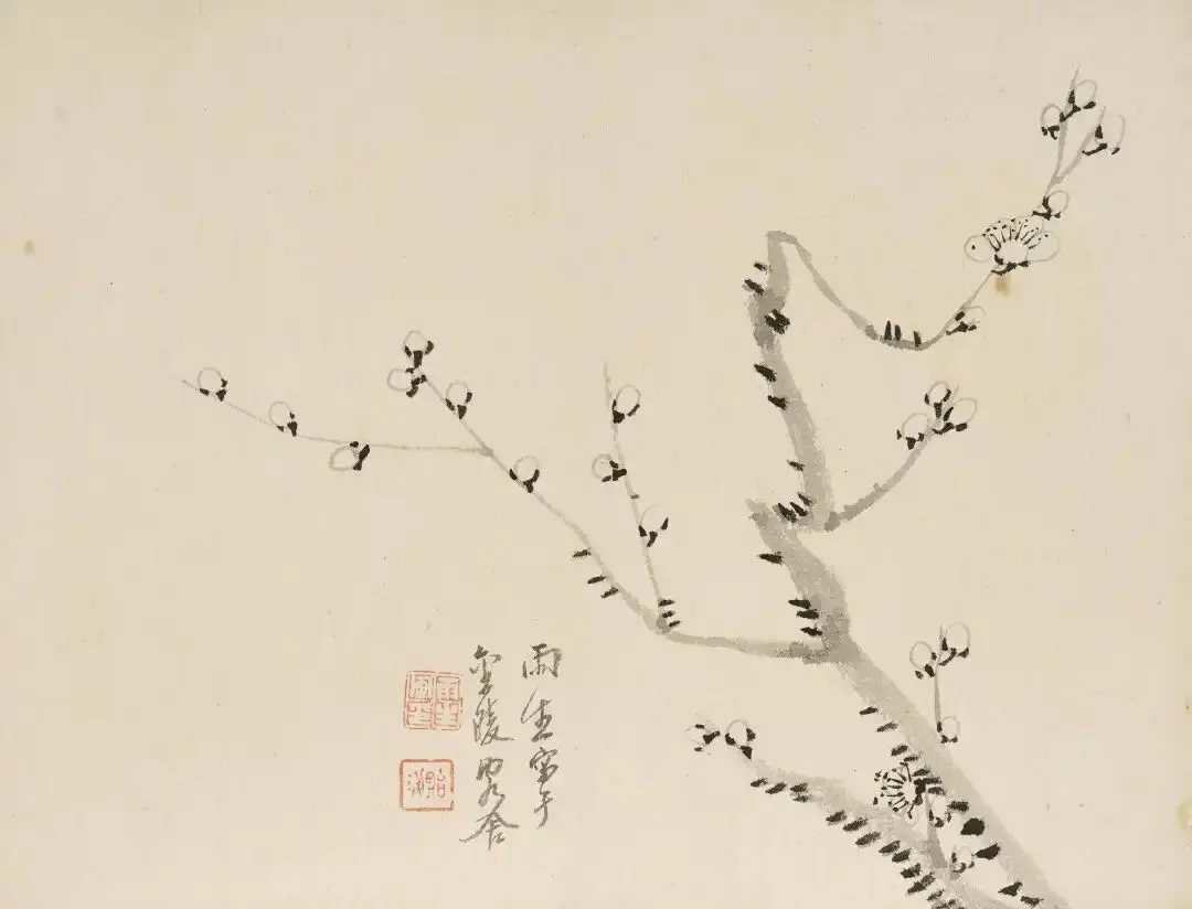 汤贻汾墨梅册，纸本册页八开24×31cm(8)，约每幅0.7平尺。汤贻