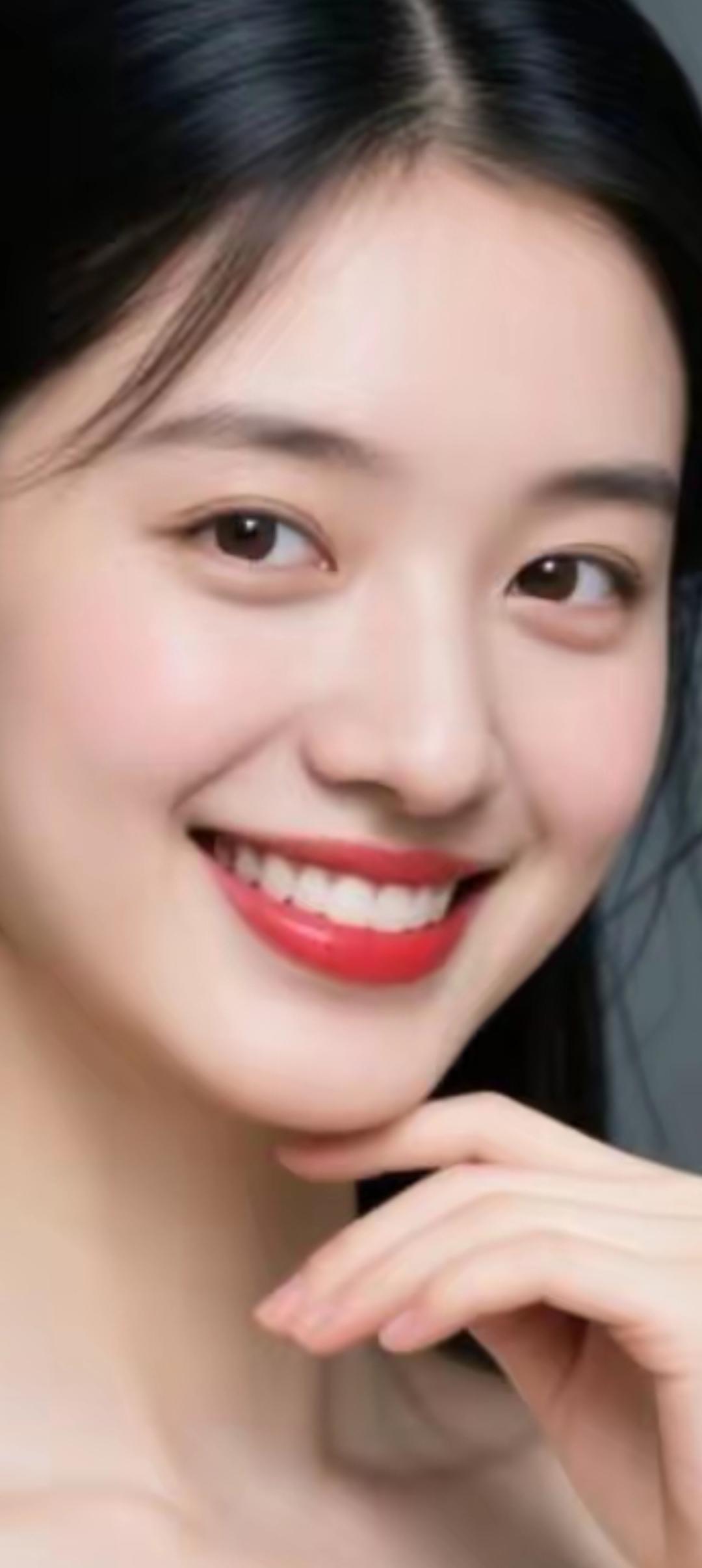甜美笑容，红唇轻启，温柔可人！😊✨