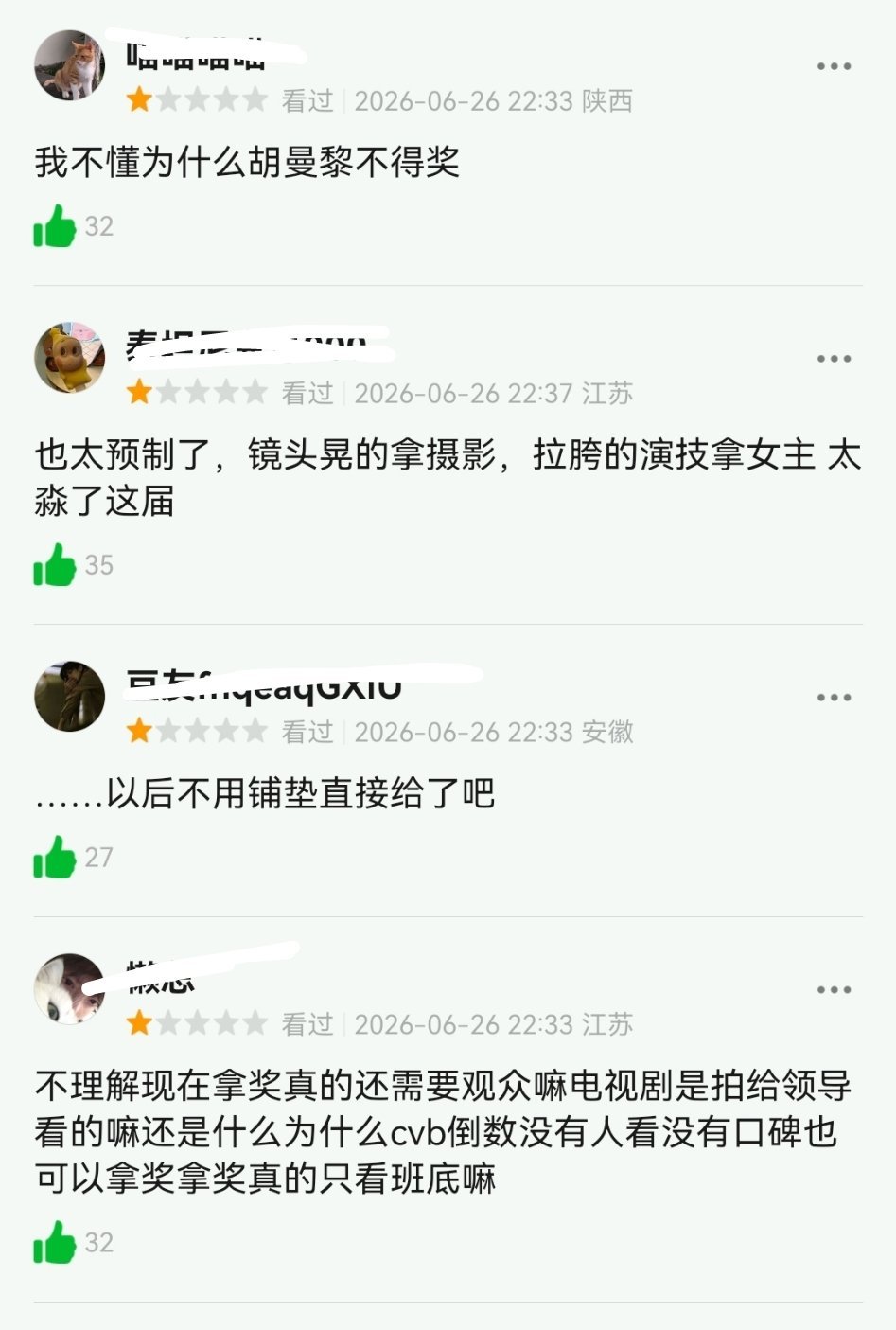 至此仅代表我作为一个爱追剧的路人的观点作为地方奖项的白玉兰可以退出三大奖了以后只
