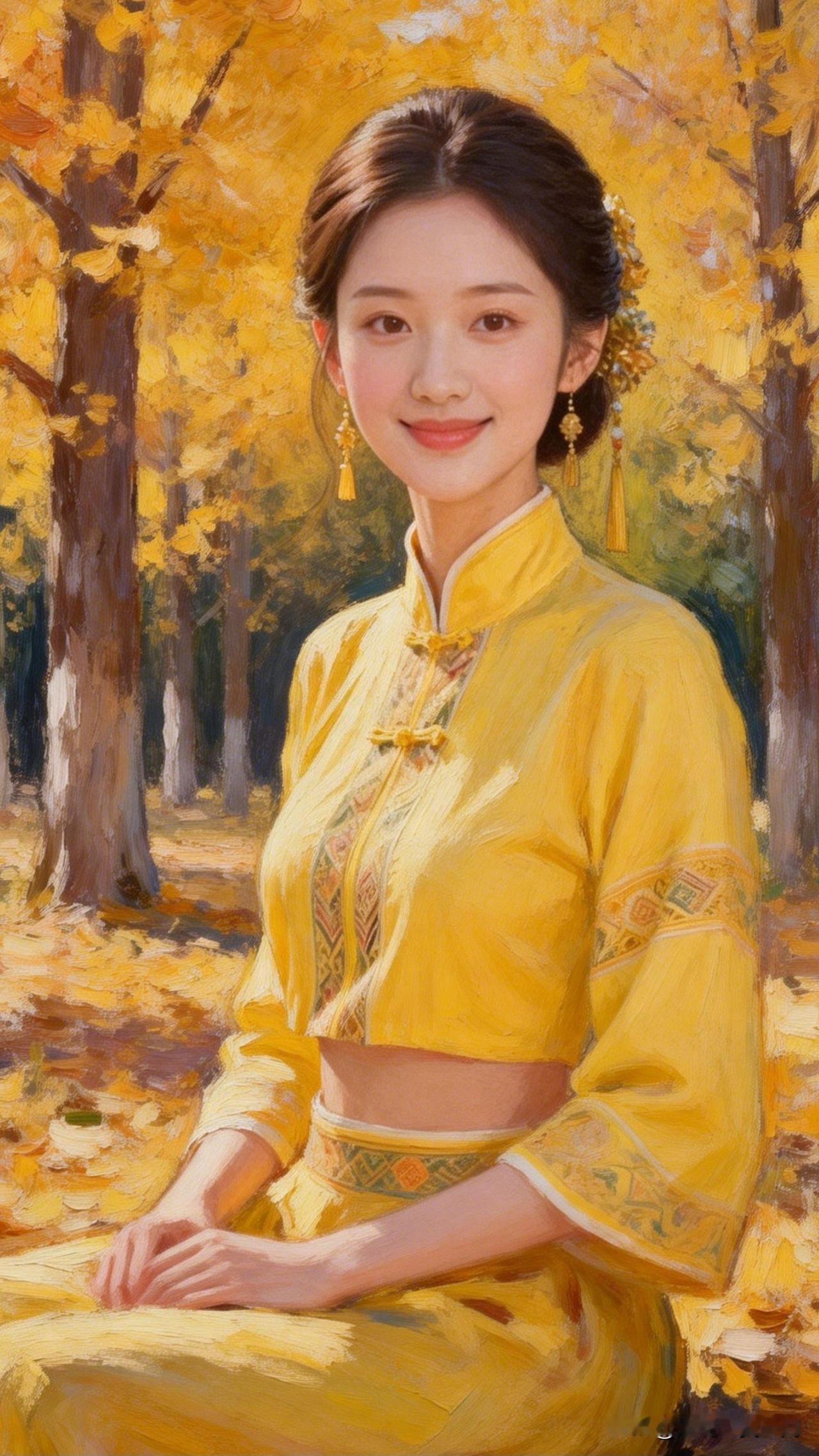 秋叶黄时美人笑，古风犹存画中来。你们有好看的手机壁纸吗阳光洒进来的瞬间，少女心