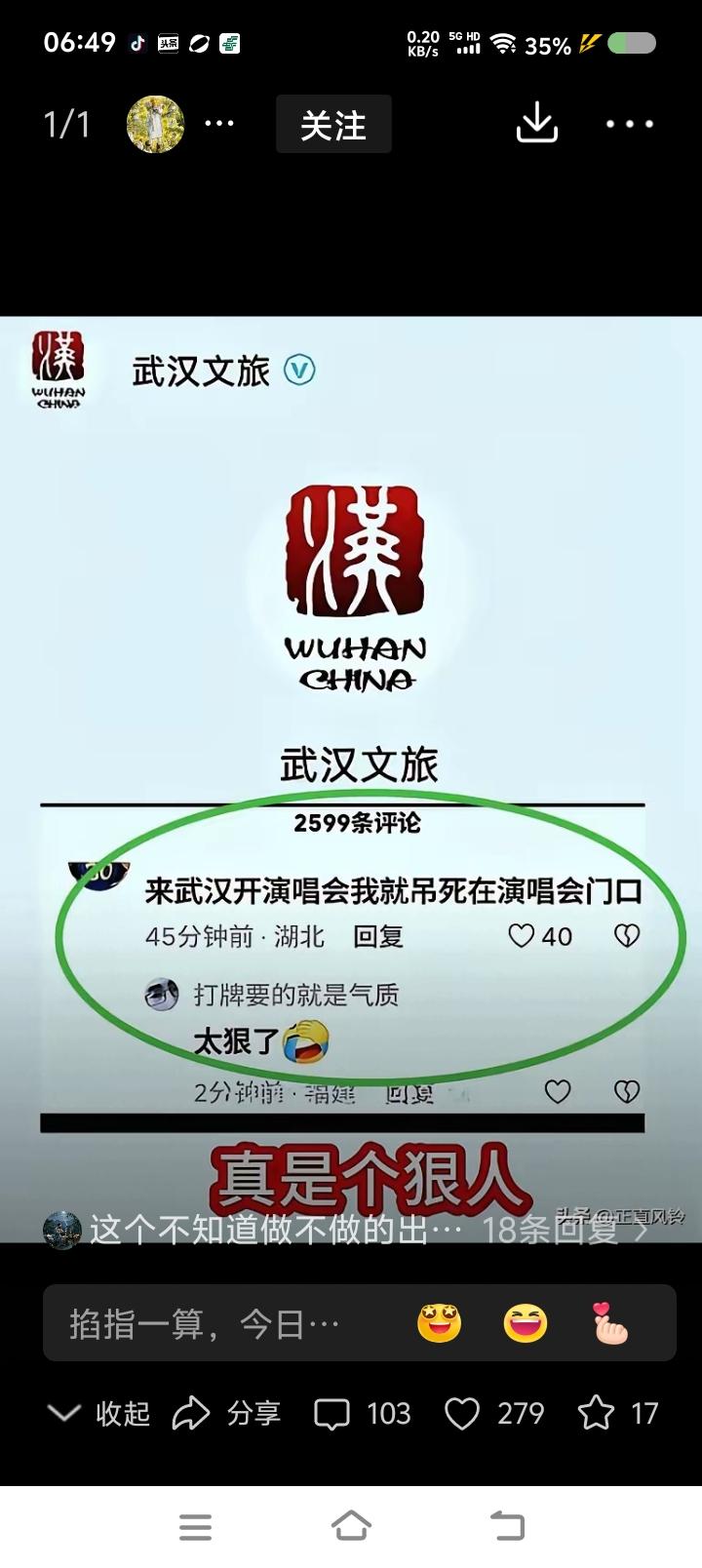 司马迁复活，也没法写这段历史——网上信息：“来武汉开演唱会，我就死在演唱会门口