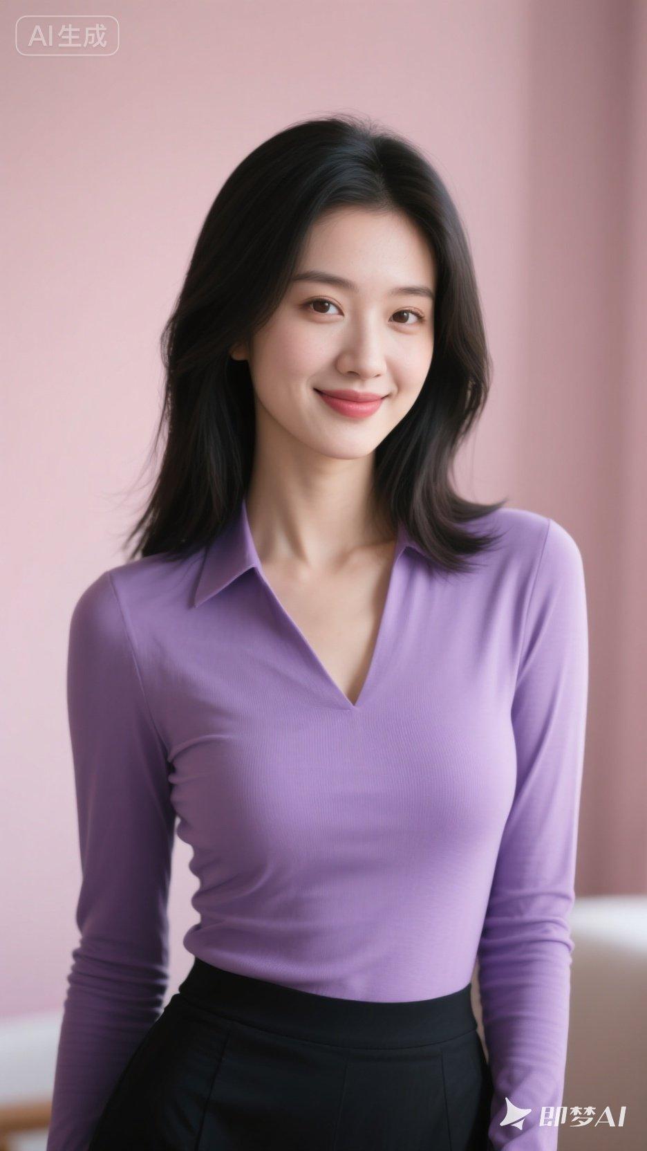 温柔紫调，甜美笑容，职场女性魅力无限！💜💄✨