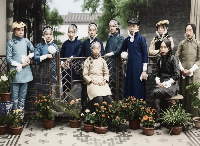 这张名为《上海第五次十美图摄影》的照片，是晚清上海青楼界最具标志性的影像之一。它