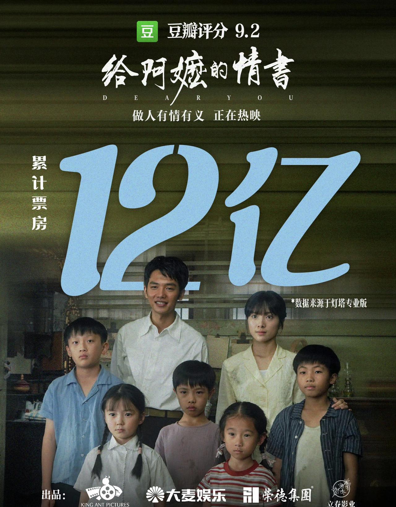 《给阿嬷的情书》上映30天票房12.27亿，《寒战1994》上映29天票房2.
