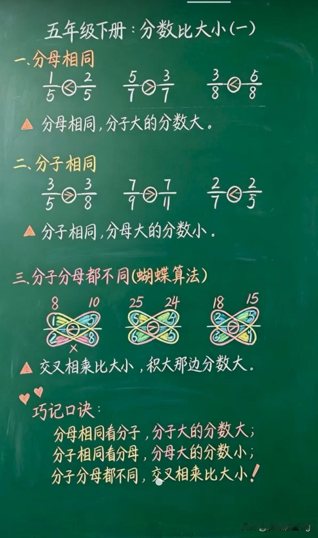 五年级下册数学分数大小比较技巧，简单易懂！