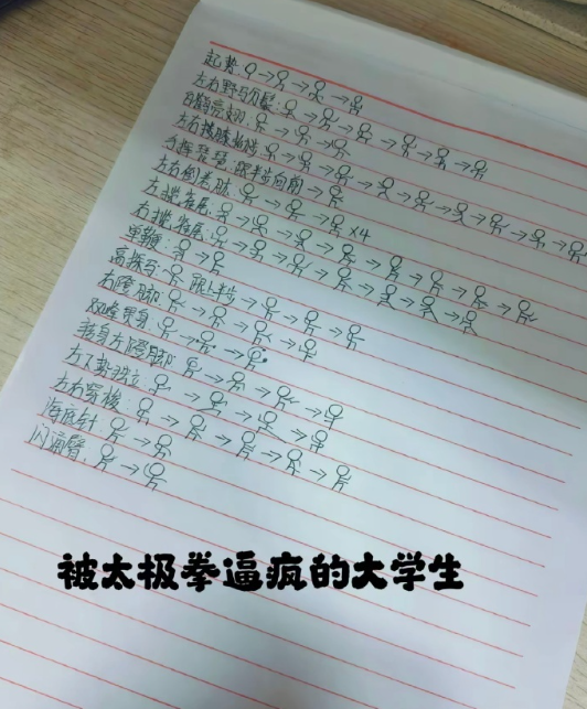 大学生太极拳的课堂笔记有多形象​​​