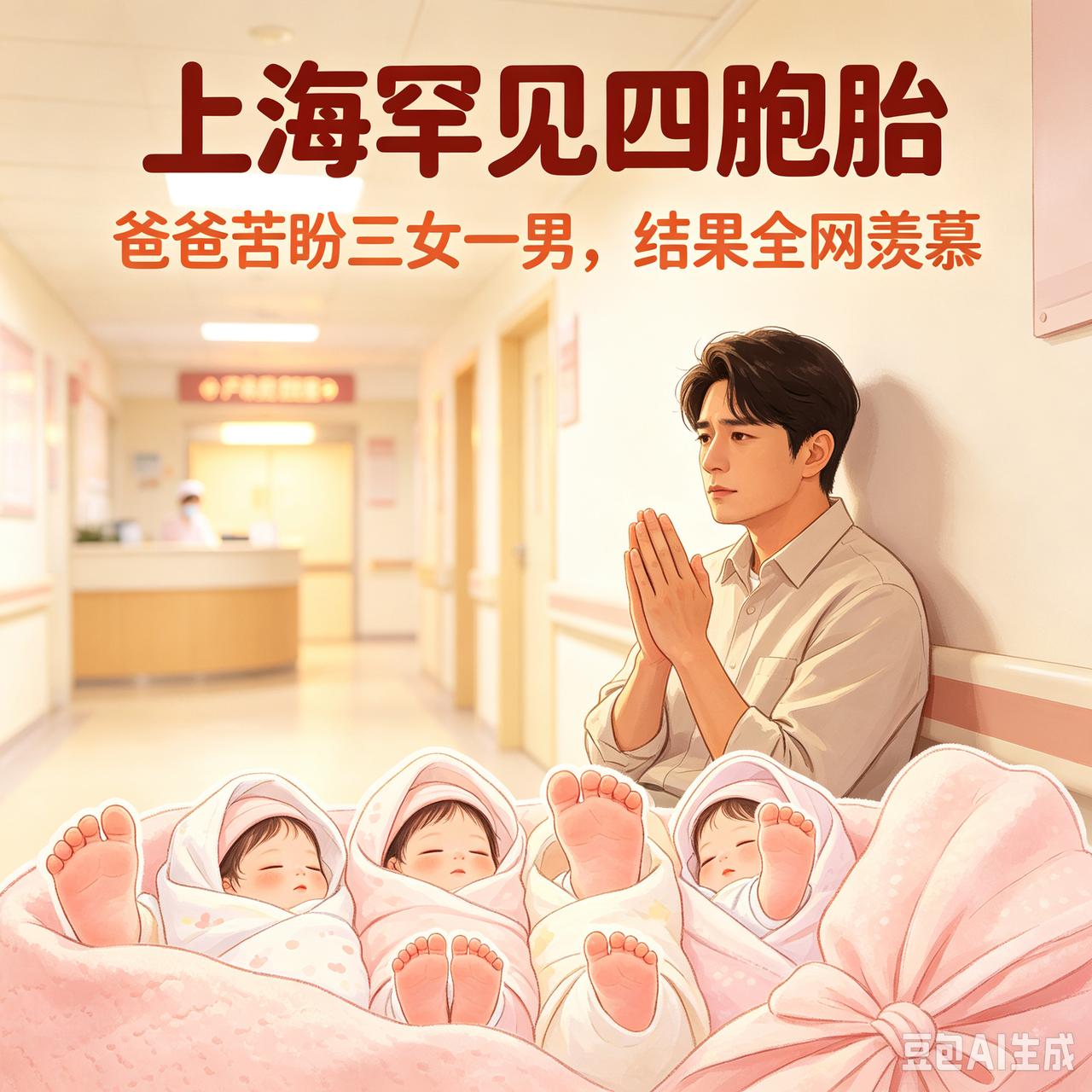 上海罕见四胞胎降生！爸爸执念落空，结局治愈无数人。上海一位孕妈，自然受孕查出