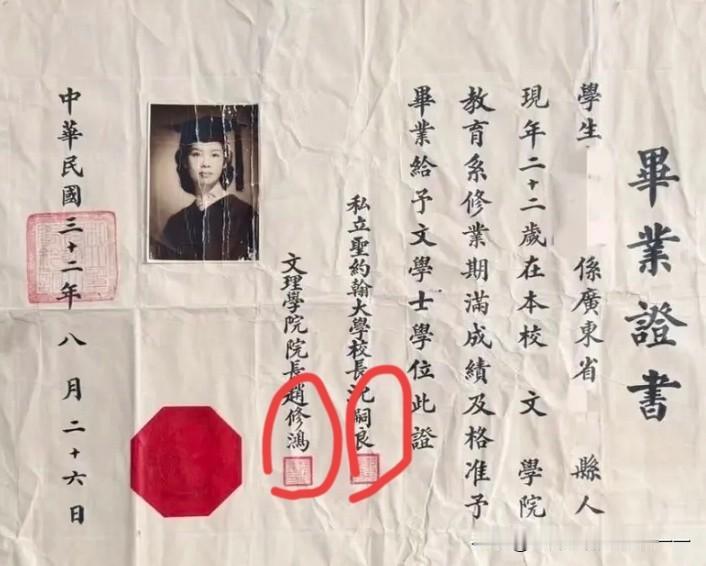 看看民国私立大学女毕业生毕业证是什么样的？