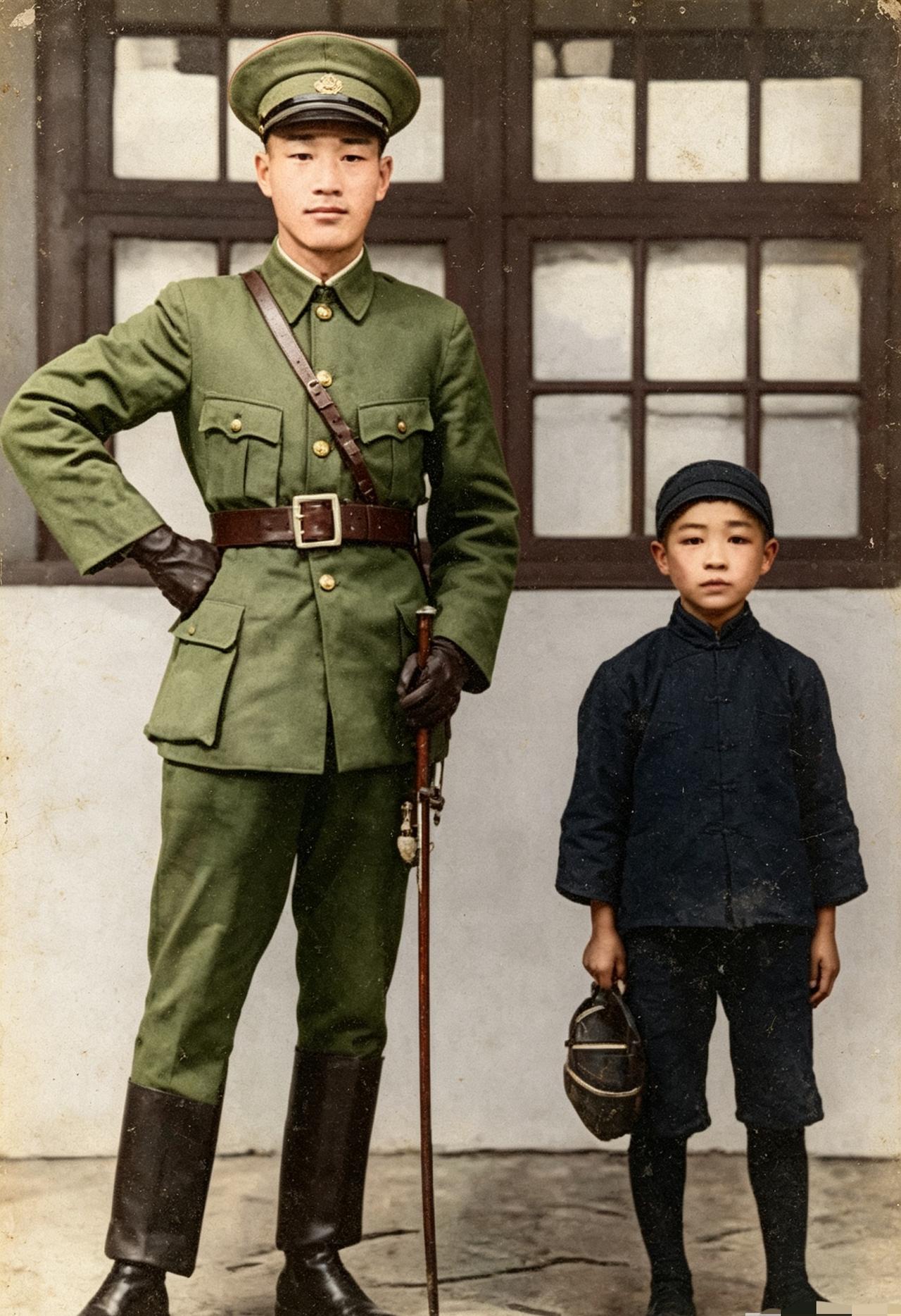 1924年广州，蒋介石与年仅8岁的蒋纬国拍下这张罕见留影。此时蒋介石正忙于黄埔军