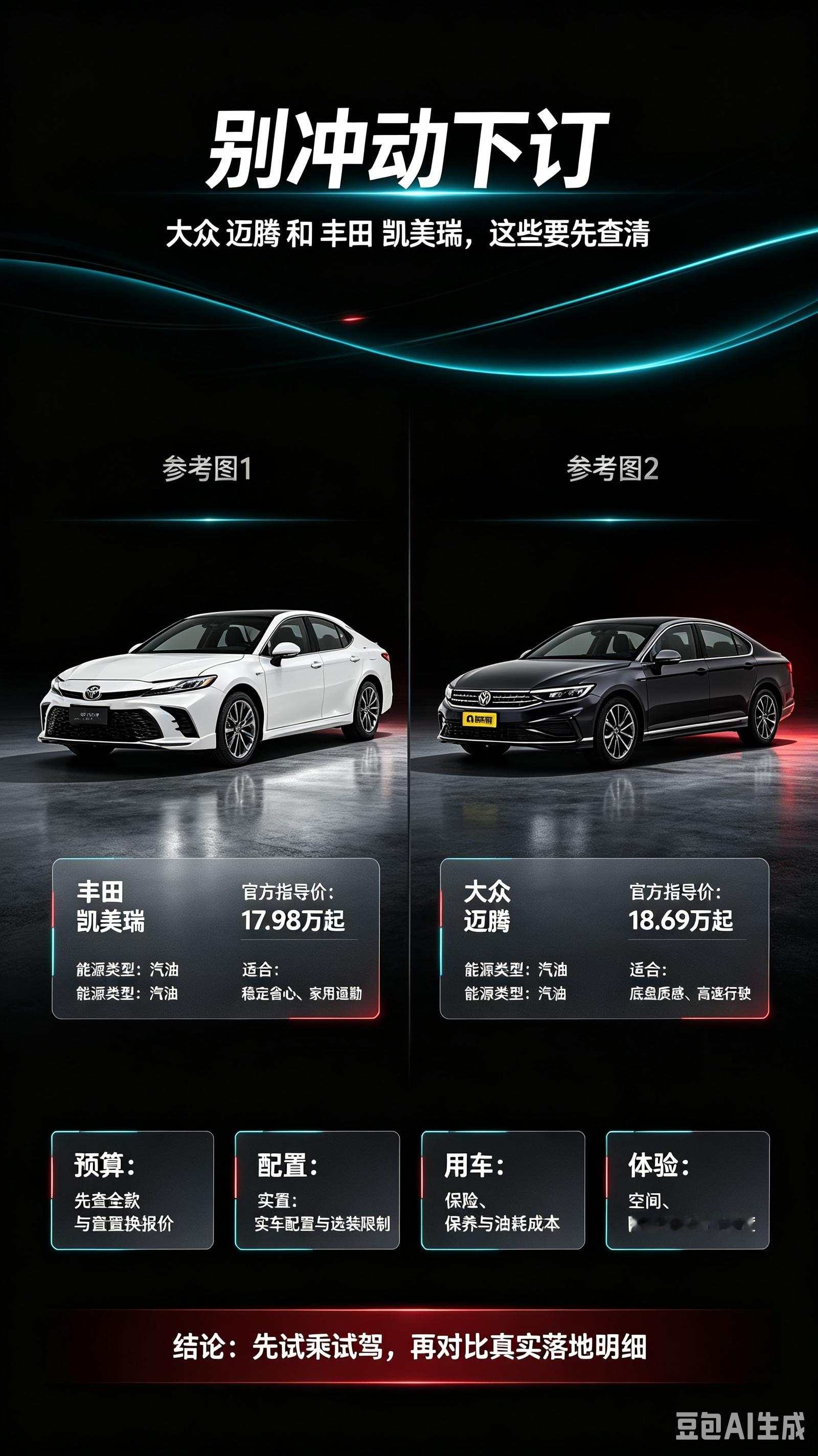 选迈腾还是凯美瑞，先查清楚再下手
