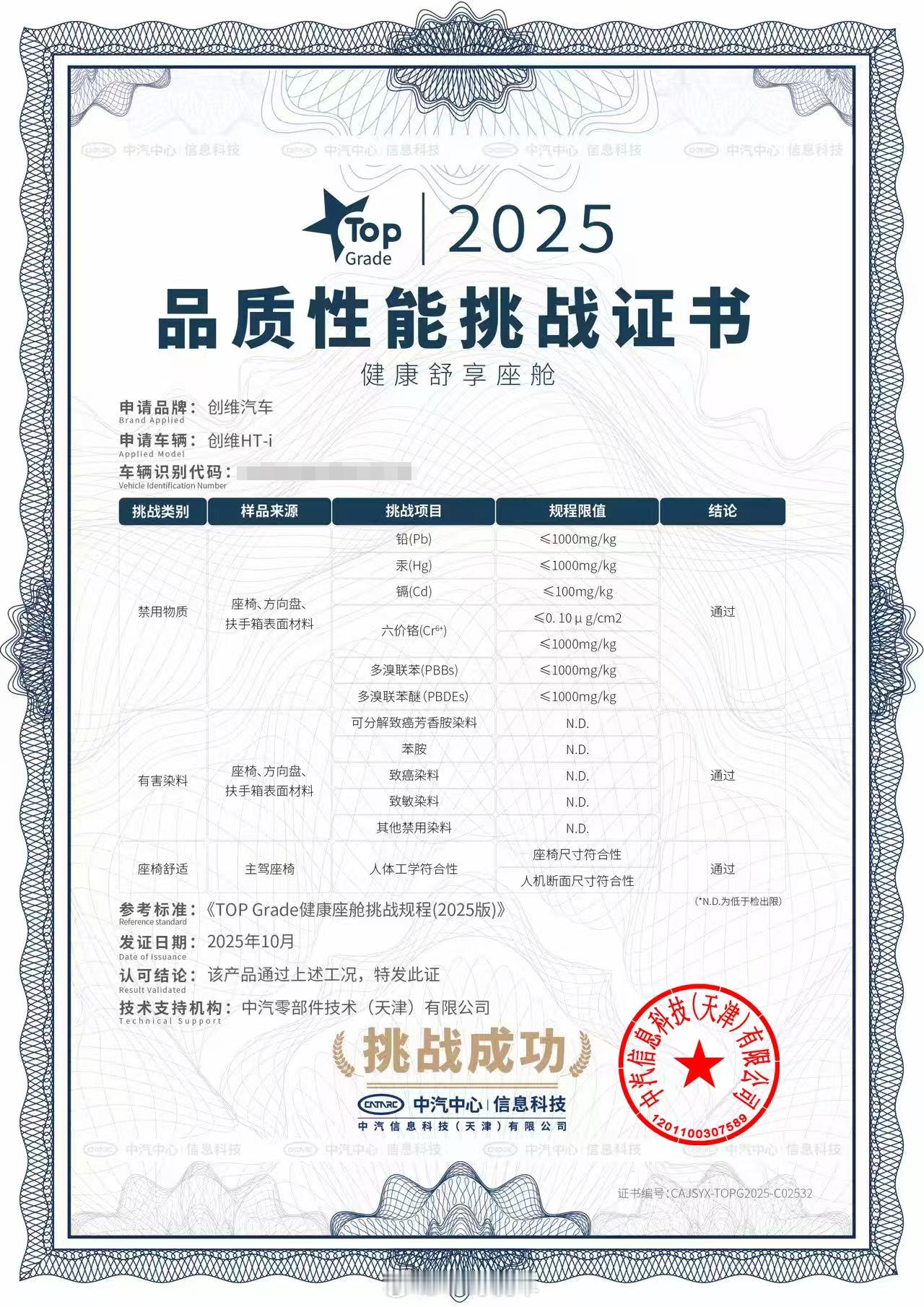 又一大奖，Yu7获年度五星健康车。上一个健康座舱获奖的应该是创维（p2）小米汽车