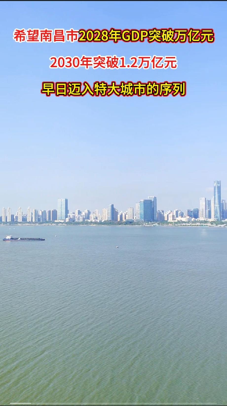 希望南昌市2028年GDP突破万亿元2030年突破1.2万亿元早日迈入特大