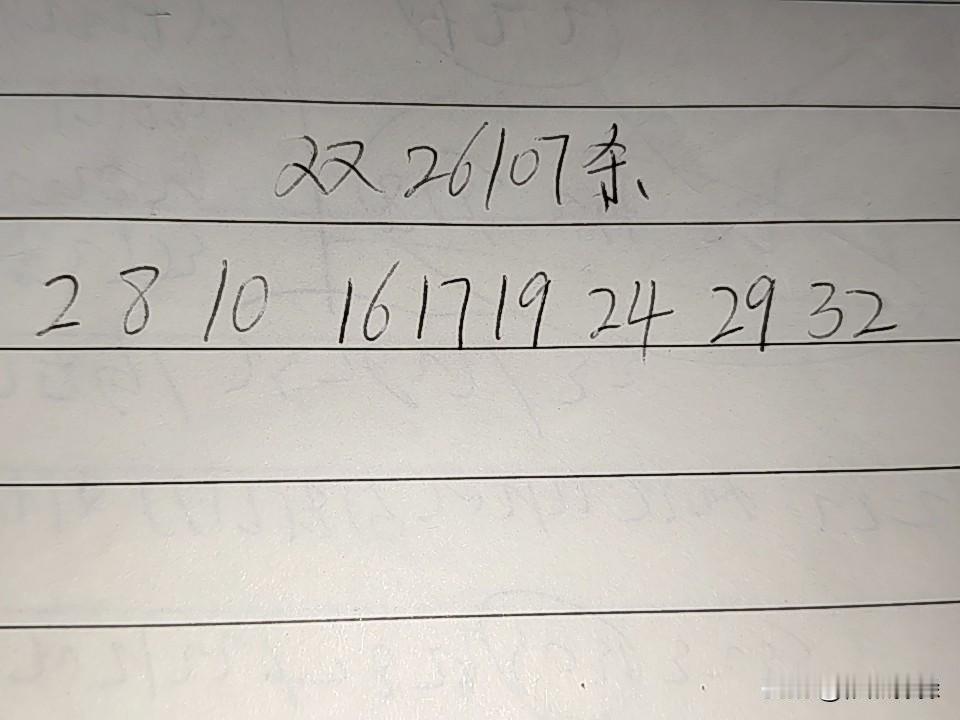 双色球26107期排码02、08、10、16、17、19、24、29、32上