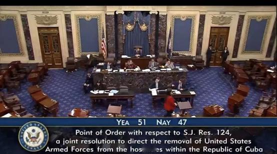 古巴要小心了，民主党未能阻止特朗普对古巴发动军事行动的决议。不出意外的话，为了掩