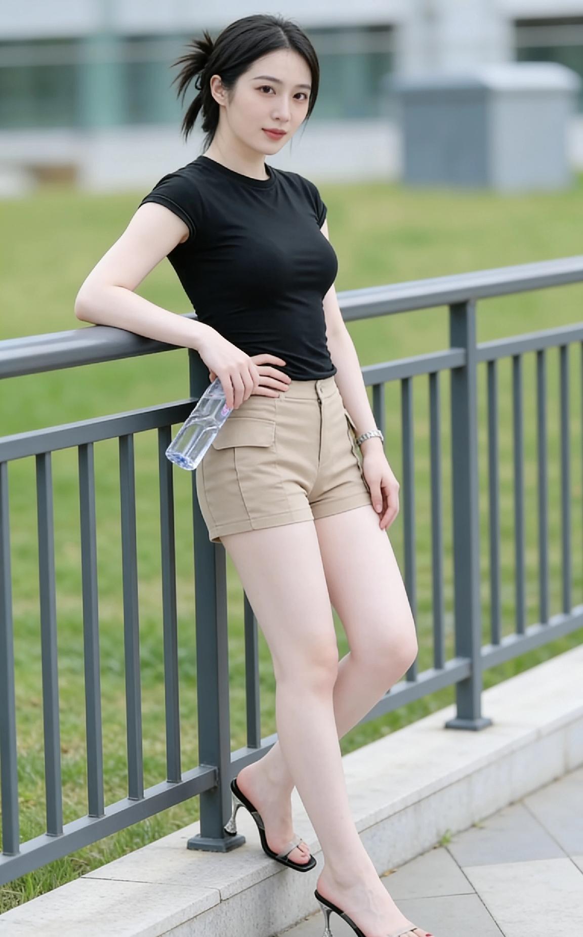 绿草如茵映碧空，轻纱拂面意自闲。