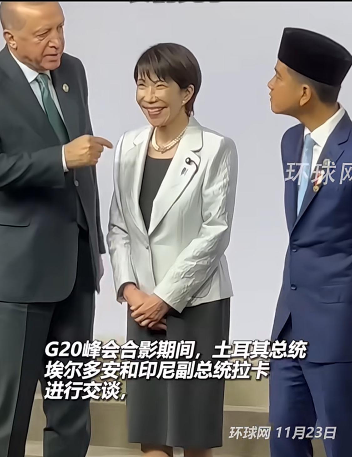 这只不知什么物种的东东，也不知在中间杵着傻笑和两边不停来回喵个啥劲，难怪马克龙和