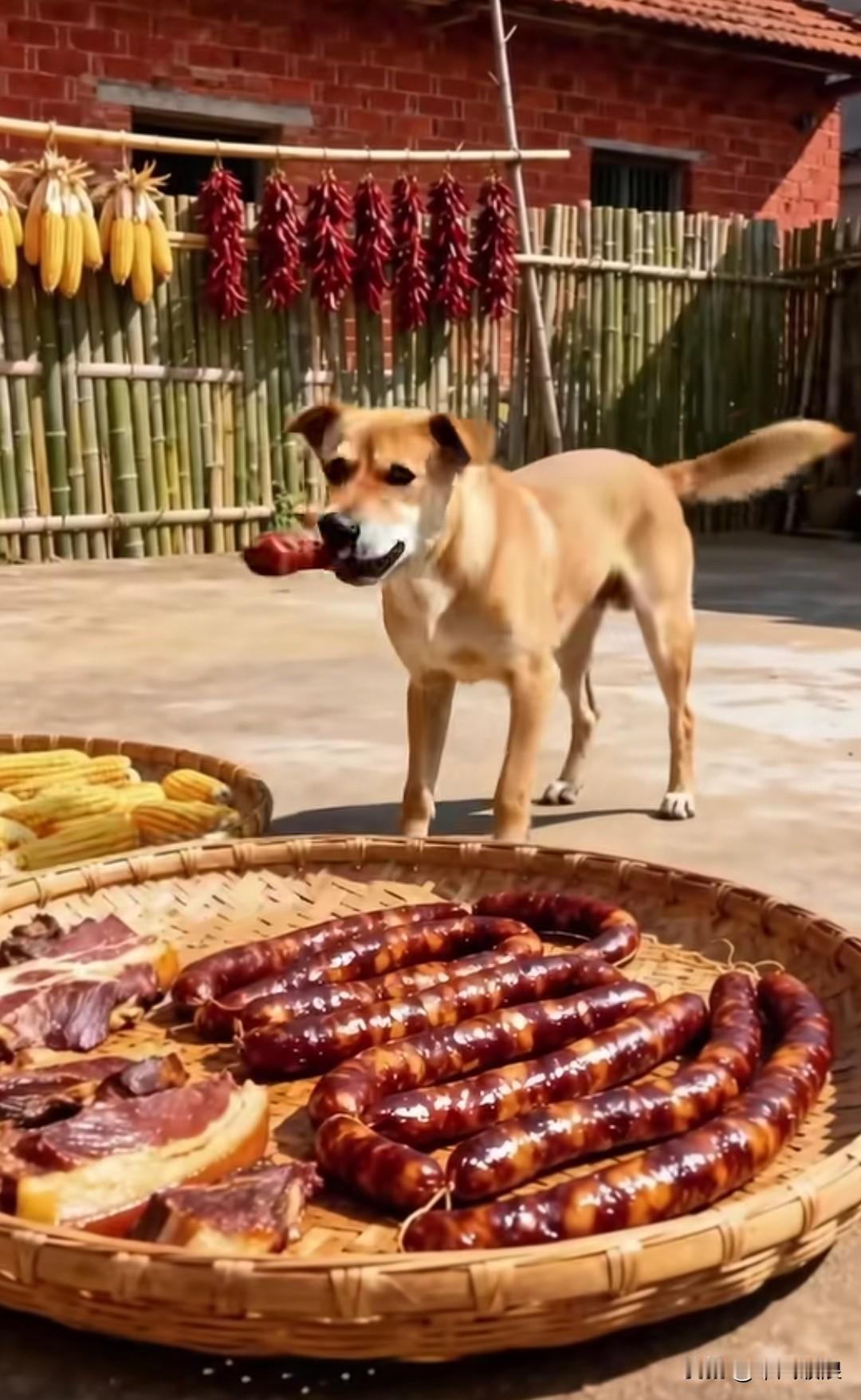 流浪狗妈妈为了让孩子有奶水喝，冒险偷了根香肠，被一位大爷发现。大爷抄起木棍追着打