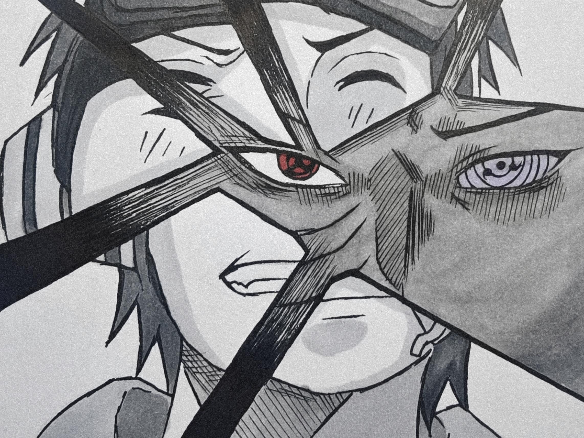 带土手绘临摹火影忍者