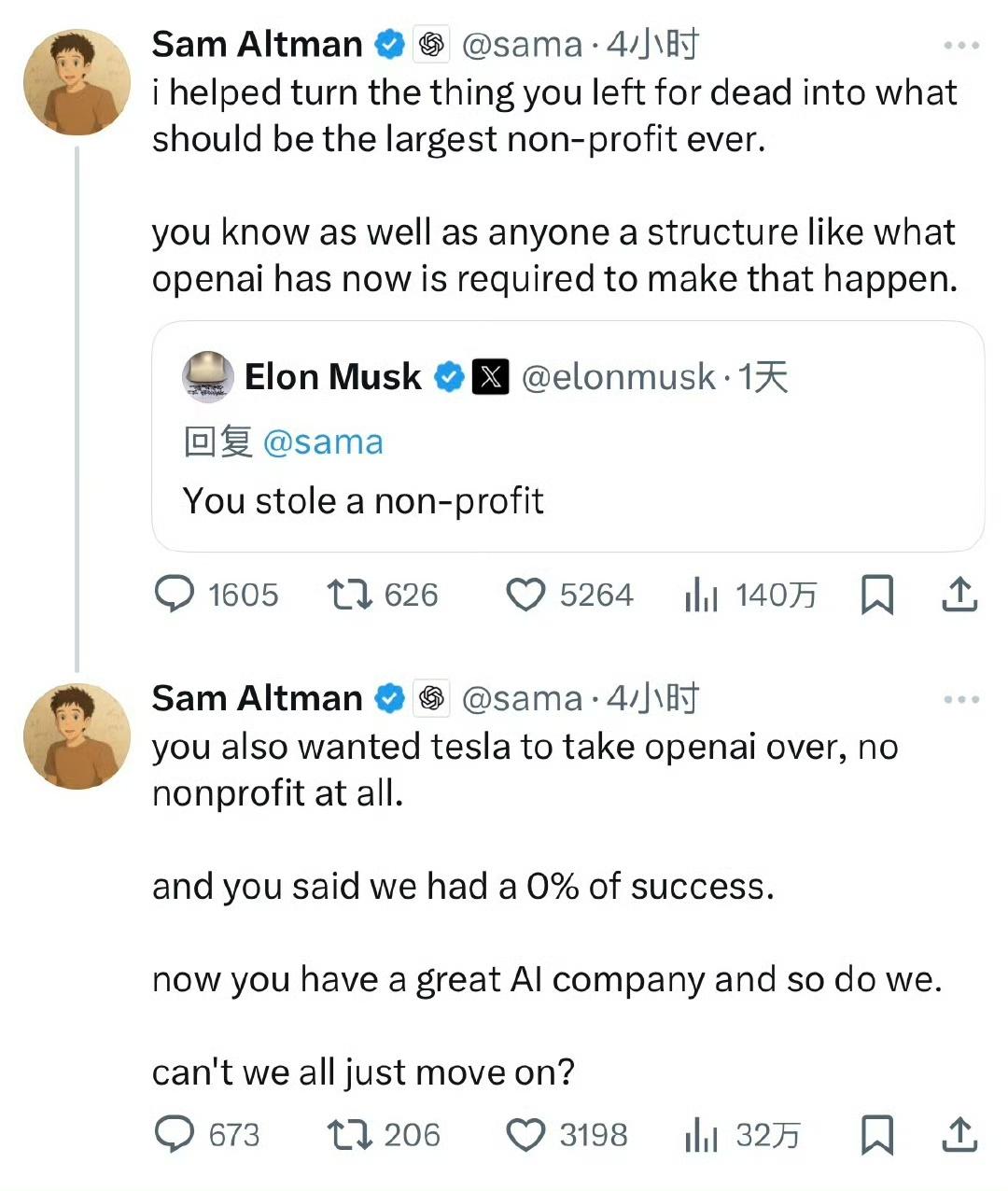 奥特曼和马斯克干起来了奥特曼：我花4.5万买了特斯拉，等了7.5年还没领到车